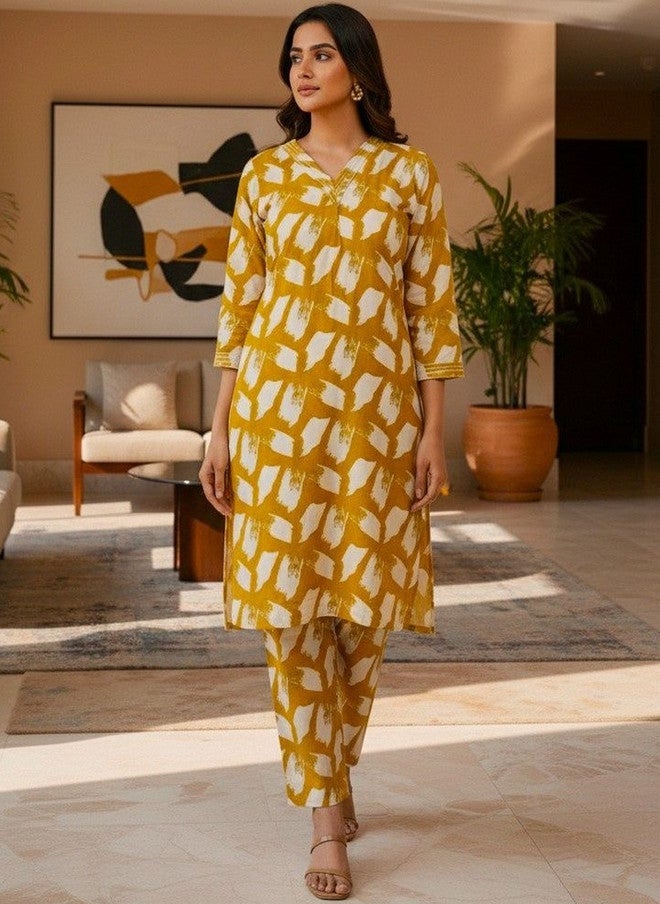Women Basket HERE&NOW بلوزة نسائية مطبوعة عادية مع بنطلون - Image 3